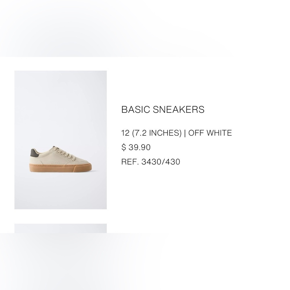 Zara Off-White and Tan Kids Sneakers